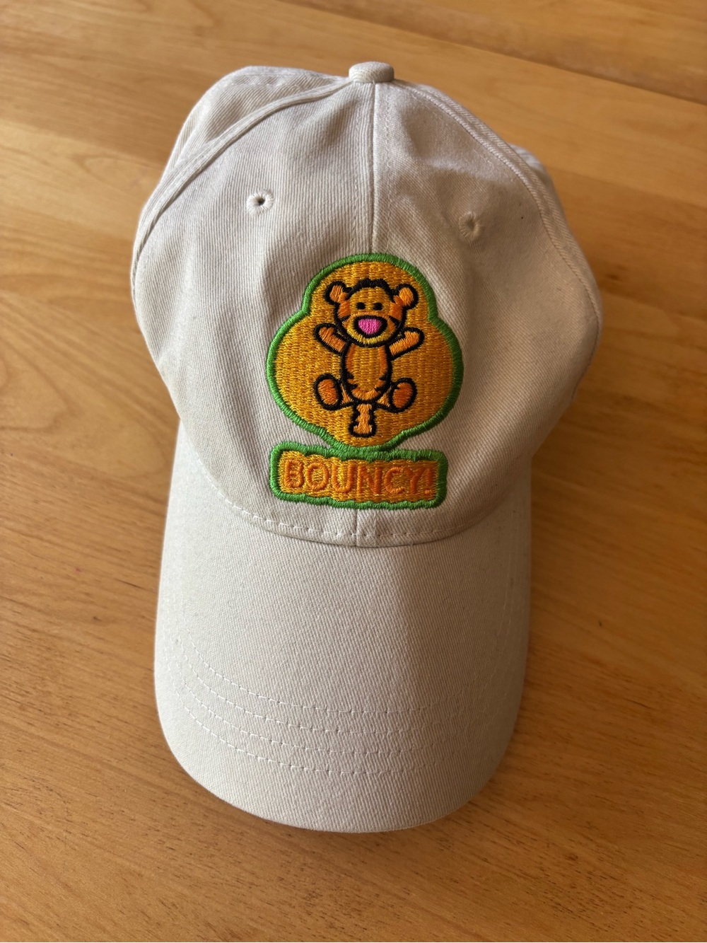 Disney World Kids Tigger Bouncy Beige Cap with Yellow & Green Patch Youth
